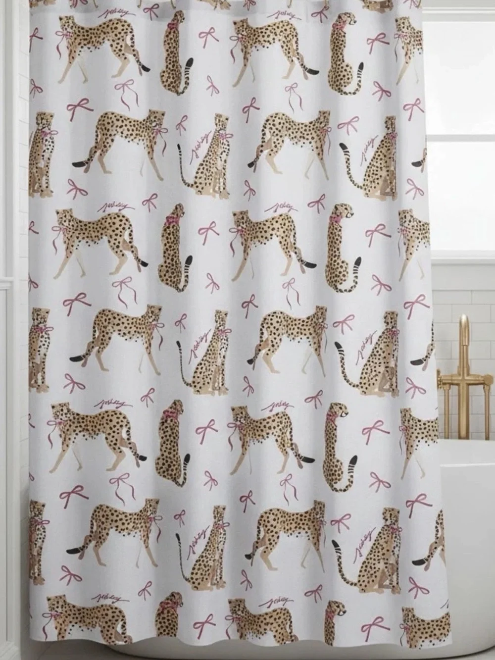 Juicy Couture Luxurious Cheetah Shower Curtain with Hooks New In Package 72